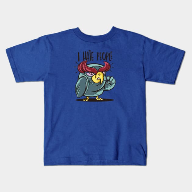 Owl who hates people Kids T-Shirt by Catfactory